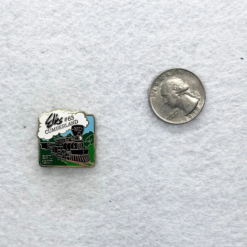 🔮 5/$25 Vintage Elks #63 Cumberland Maryland‎ Train Pin